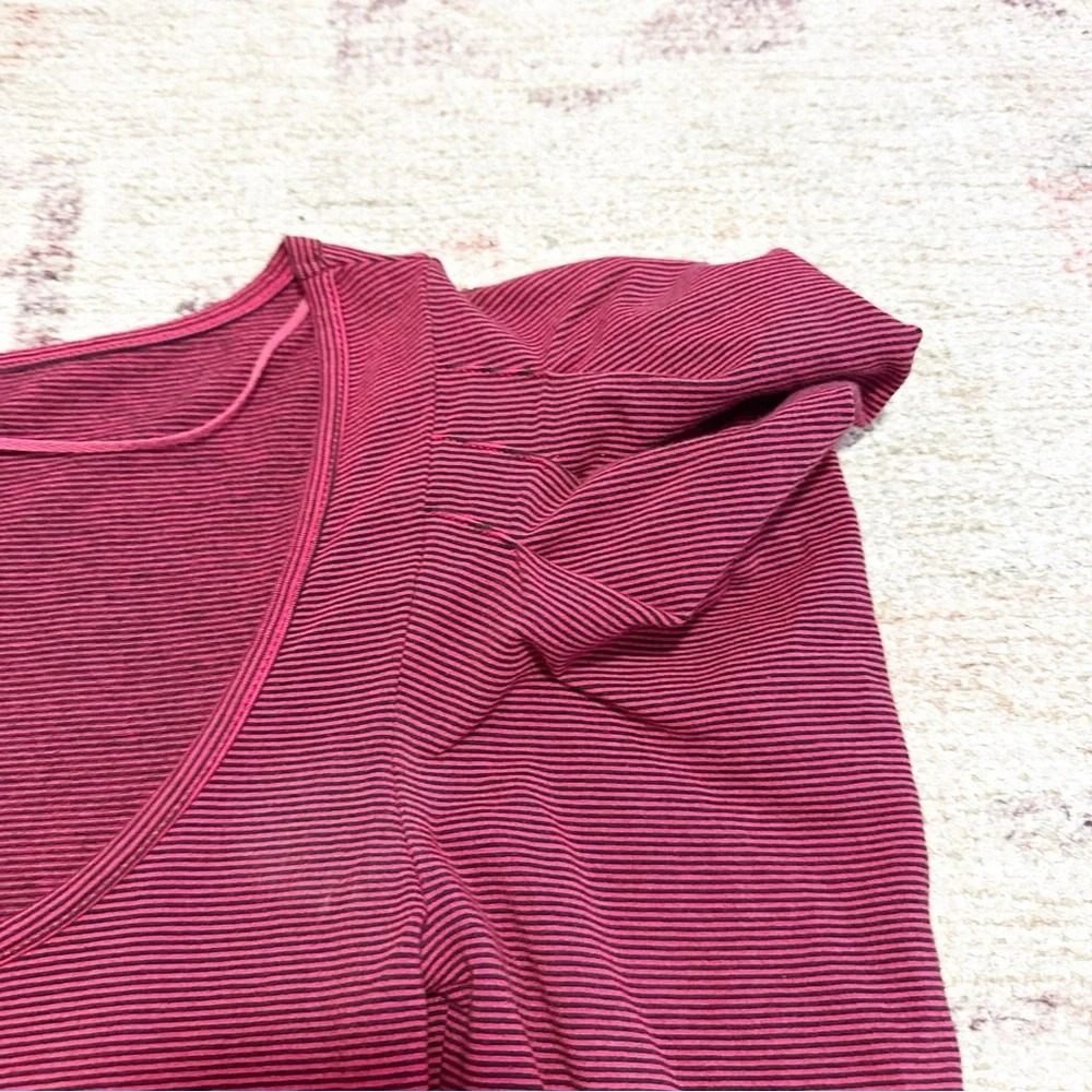 Free People Penelope Red Stripe Puff Sleeve Stretch Knit Top Size Small - Picture 7 of 10
